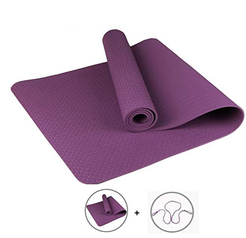 MAXYOGA® Esterilla para Yoga/Pilates/Gimnasia de Material ecológico TPE. Yoga Colchoneta Esterilla Antideslizante y Ligero con Grosor de 6mm, tamaño 183cm x 61cm. -Lila Solo