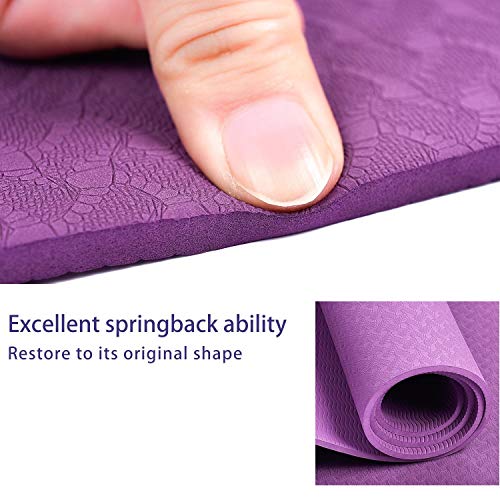 MAXYOGA MaxDirect Colchoneta para Yoga, Pilates, Gimnasia de Material Ecológico TPE. Esterilla Yoga Mat Antideslizante de Grosor de 6mm, tamaño 183cm x 61cm. Morado Solo