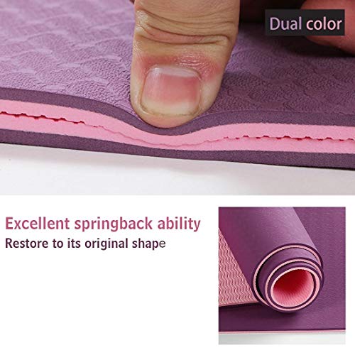 MAXYOGA MaxDirect Colchoneta para Yoga, Pilates, Gimnasia de Material Ecológico TPE. Esterilla Yoga Mat Antideslizante de Grosor de 6mm, tamaño 183cm x 61cm. Morada