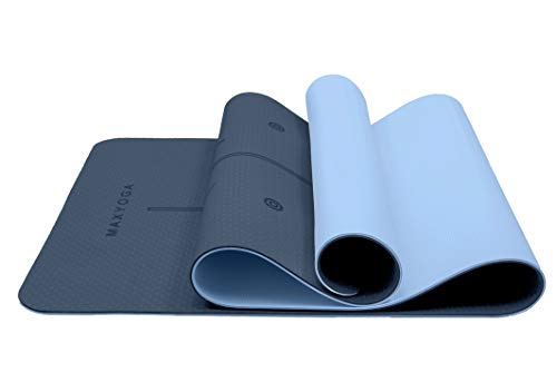 MAXYOGA® MaxDirect Esterilla Yoga con Sistema de Alineación y Marcados. Colchoneta Yoga Mat Antideslizante y Ligera de Material Ecológico TPE. Tamaño Ideal 183cm x 61cm x 6mm. - Azul MAXYOGA® MaxDirect Esterilla Yoga con Sistema de Alineación y Marcados. Colchoneta Yoga Mat Antideslizante y Ligera de Material Ecológico TPE. Tamaño Ideal 183cm x 61cm x 6mm. - Azul