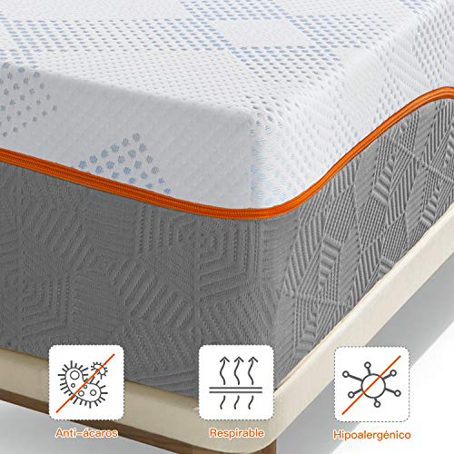 Maxzzz Colchón Viscoelástica de Gel Fresco 90x190x25cm Espuma de Carbón de Bambú Inhibir el Olor del Colchón Dureza Media Antiácaros e Hipoalergénico Funda Lavable Cómodo y Transpirable Maxzzz Colchón Viscoelástica de Gel Fresco 90x190x25cm Espuma de Carbón de Bambú Inhibir el Olor del Colchón Dureza Media Antiácaros e Hipoalergénico Funda Lavable Cómodo y Transpirable