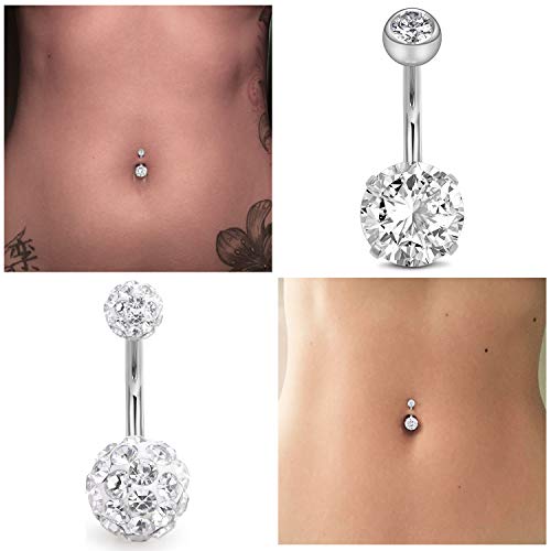 Mayhoop 8 Piezas Anillo del Ombligo Piercing del Ombligo Acero Inoxidable 14G 8mm Plata óalo para Las Mujeres y Las niñas Joyería del Cuerpo del Vientre