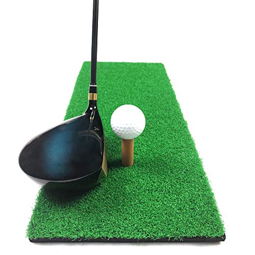 MAZEL Esterilla de golf portátil – Mini alfombrilla de práctica residencial con soporte de goma en T y bola, gran ayuda para entrenamiento de golf para interiores y exteriores y patio trasero