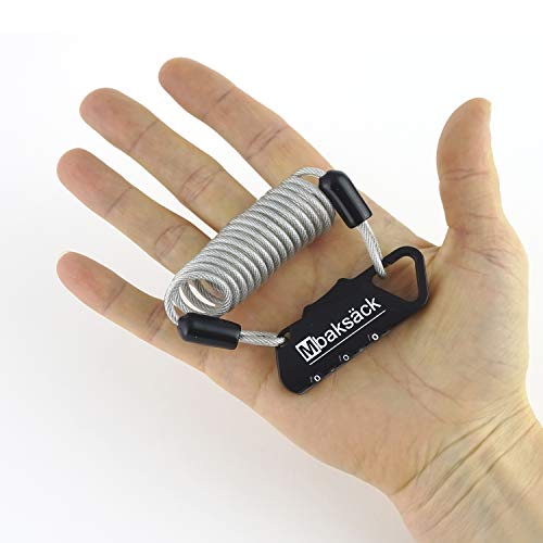 Mbaksäck Lock Candado antirrobo de combinación con Cable para Equipaje Maletas Mochila Bicicleta Casco Multifuncional (A)