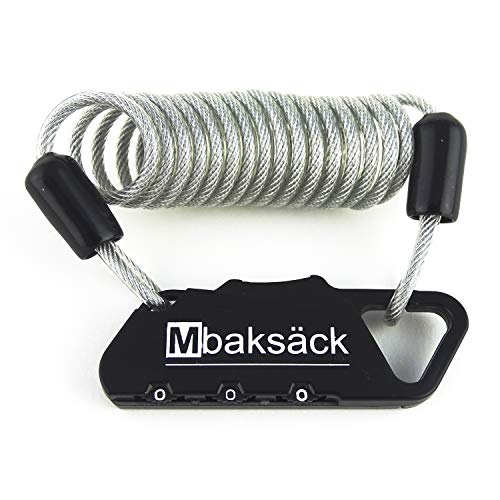 Mbaksäck Lock Candado antirrobo de combinación con Cable para Equipaje Maletas Mochila Bicicleta Casco Multifuncional (A)