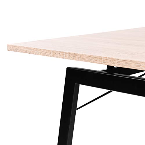 Mc Haus GASHIRA - Mesa Rectangular Comedor de madera Natural con estructura de Metal Negro mate, Mesa Cocina Salón Diseño Moderno 160x80x75cm