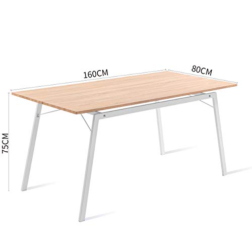 Mc Haus GASHIRA - Mesa Rectangular Comedor de madera Natural con estructura de Metal Negro mate, Mesa Cocina Salón Diseño Moderno 160x80x75cm Mc Haus GASHIRA - Mesa Rectangular Comedor de madera Natural con estructura de Metal Negro mate, Mesa Cocina Salón Diseño Moderno 160x80x75cm