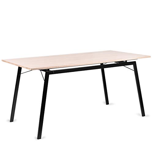 Mc Haus GASHIRA - Mesa Rectangular Comedor de madera Natural con estructura de Metal Negro mate, Mesa Cocina Salón Diseño Moderno 160x80x75cm Mc Haus GASHIRA - Mesa Rectangular Comedor de madera Natural con estructura de Metal Negro mate, Mesa Cocina Salón Diseño Moderno 160x80x75cm