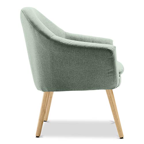Mc Haus NAVIAN - Sillón Nórdico Escandinavo de color Verde pistacho, butaca comedor salón dormitorio, sillón acolchado con Reposabrazaos y patas de madera 47x74x76cm