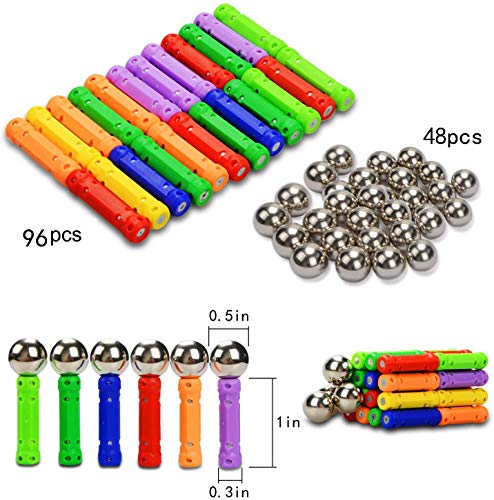 McDou Palos magnéticos, Palos magnéticos y Bolas Set 140PCS, Palos de construcción magnéticos, Juguetes magnéticos de construcción, Juguetes magnéticos Palos Juguetes educativos para niños McDou Palos magnéticos, Palos magnéticos y Bolas Set 140PCS, Palos de construcción magnéticos, Juguetes magnéticos de construcción, Juguetes magnéticos Palos Juguetes educativos para niños