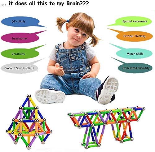 McDou Palos magnéticos, Palos magnéticos y Bolas Set 140PCS, Palos de construcción magnéticos, Juguetes magnéticos de construcción, Juguetes magnéticos Palos Juguetes educativos para niños McDou Palos magnéticos, Palos magnéticos y Bolas Set 140PCS, Palos de construcción magnéticos, Juguetes magnéticos de construcción, Juguetes magnéticos Palos Juguetes educativos para niños