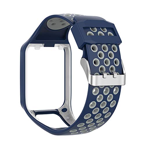 MCO Para Tomtom Correa De Reloj,Correa De Repuesto De Silicona para Tomtom Runner 2/Runner 3/Spark 3/Adventurer/Golfer 2 (BLU&&Grigio) MCO Para Tomtom Correa De Reloj,Correa De Repuesto De Silicona para Tomtom Runner 2/Runner 3/Spark 3/Adventurer/Golfer 2 (BLU&&Grigio)