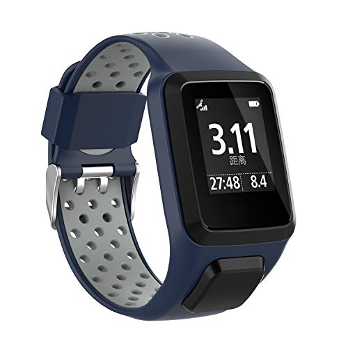 MCO Para Tomtom Correa De Reloj,Correa De Repuesto De Silicona para Tomtom Runner 2/Runner 3/Spark 3/Adventurer/Golfer 2 (BLU&&Grigio) MCO Para Tomtom Correa De Reloj,Correa De Repuesto De Silicona para Tomtom Runner 2/Runner 3/Spark 3/Adventurer/Golfer 2 (BLU&&Grigio)