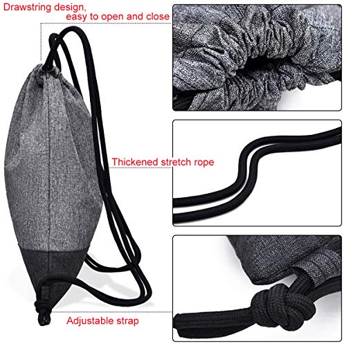 MDCEO Mochilas de Cuerdas Gris Unisex Casual Mochilas Cordón Impermeable Gimnasio Deporte Ligero Gym Bag， para Gimnasio Deporte Yoga