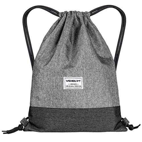 MDCEO Mochilas de Cuerdas Gris Unisex Casual Mochilas Cordón Impermeable Gimnasio Deporte Ligero Gym Bag， para Gimnasio Deporte Yoga