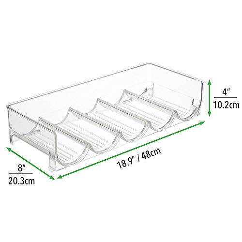 mDesign Botellero para nevera o vinoteca – Botellero apilable para 5 botellas – Soporte para botellas de vino, agua y refrescos, ideal para frigorífico o despensa – Plástico transparente