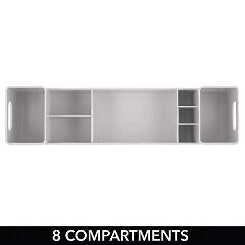 mDesign Juego de 2 cajas clasificadoras con asas para baño – Caja para medicamentos apilable con 7 compartimentos para guardar tiritas o aceites – Organizador de baño de plástico sin BPA – gris claro