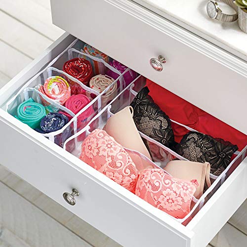 mDesign Juego de 3 organizadores de cajones – Separadores de cajones rectangulares en Diferentes tamaños – Cestas organizadoras de plástico para Ropa Interior o Leggings – Transparente y Blanco mDesign Juego de 3 organizadores de cajones – Separadores de cajones rectangulares en Diferentes tamaños – Cestas organizadoras de plástico para Ropa Interior o Leggings – Transparente y Blanco