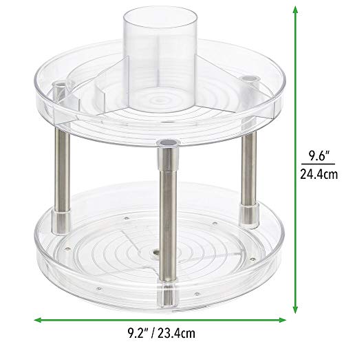 mDesign Plataforma giratoria para cosméticos – Elegante Organizador de Maquillaje para loción, cosméticos y brochas – Expositor Giratorio Redondo de 2 Niveles para baño y tocador – Transparente mDesign Plataforma giratoria para cosméticos – Elegante Organizador de Maquillaje para loción, cosméticos y brochas – Expositor Giratorio Redondo de 2 Niveles para baño y tocador – Transparente