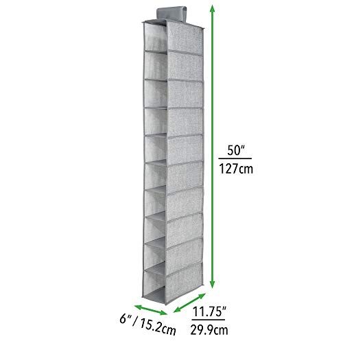 mDesign Zapatero de tela para colgar en el armario – Armario de tela para guardar zapatos, bolsos, etc.– Estantería colgante para organizar calzado con 10 estantes – gris mDesign Zapatero de tela para colgar en el armario – Armario de tela para guardar zapatos, bolsos, etc.– Estantería colgante para organizar calzado con 10 estantes – gris