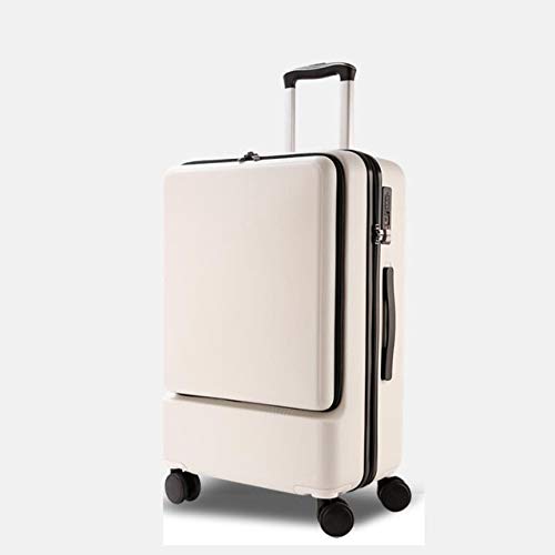 Mdsfe 20 Pulgadas 24 Pulgadas Bolsa de Equipaje con Bolsillo para computadora portátil, ABS Duro, PC, Viaje, Negocios, Trolley, Cabina, Maleta - Carrito Blanco, 20"