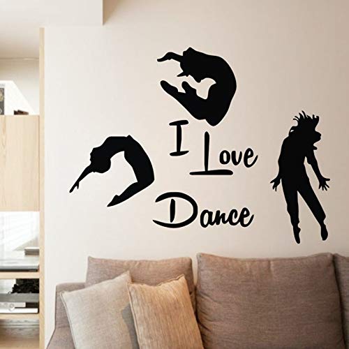 Me Encanta la Danza Pegatinas de Pared decoración del hogar Tres Bailarines Mural Autoadhesivo Vinilo Pegatinas de Pared decoración del Dormitorio de Baile 100.8X75.6cm