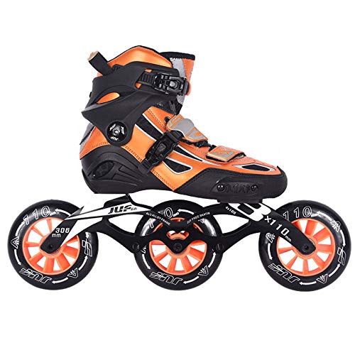 ME-Rollerns Patines de Ruedas deslizantes Slalom multifunción Patines en línea de Velocidad Zapatos de Patinaje Patines de Patinaje Orange 3 Wheels 33