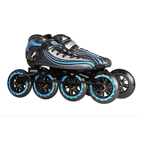 ME-Rollerns Patines en línea Speed ​​Patines de competición de Fibra de Carbono modelables por Calor Zapatillas de Patinaje de Carreras de 4 Ruedas Blue 40