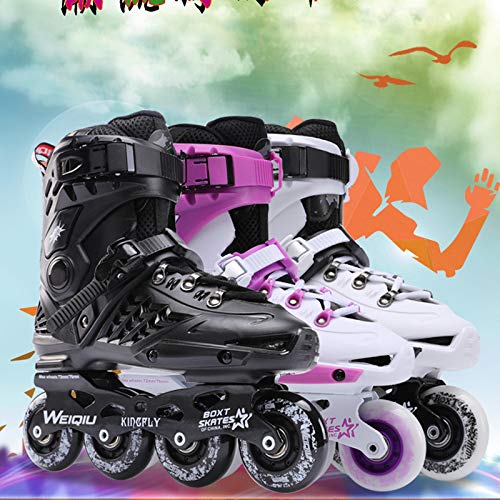 ME-Rollerns Zapatillas de Skate en línea deslizantes Patines de Ruedas Libres Zapatillas de Deporte Mujeres Hombres Patines para Profesionales White Purple 41