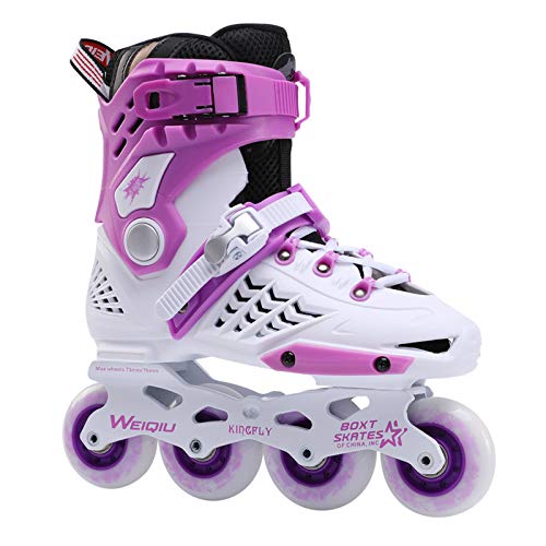 ME-Rollerns Zapatillas de Skate en línea deslizantes Patines de Ruedas Libres Zapatillas de Deporte Mujeres Hombres Patines para Profesionales White Purple 41