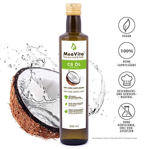 MeaVita Aceite Meavita C8, a Base de Aceite de Coco, Aceite Mct Ácido Caprílico, 500 Ml 500 ml