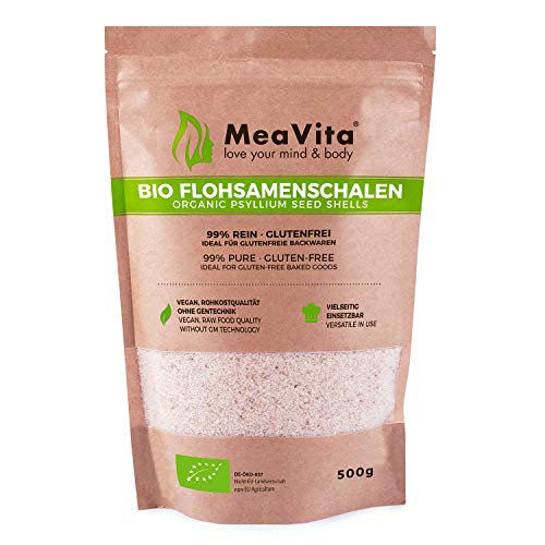 Meavita Cáscara de Psyllium Orgánica Alta En Fibra y Vegana, 500 g Meavita Cáscara de Psyllium Orgánica Alta En Fibra y Vegana, 500 g