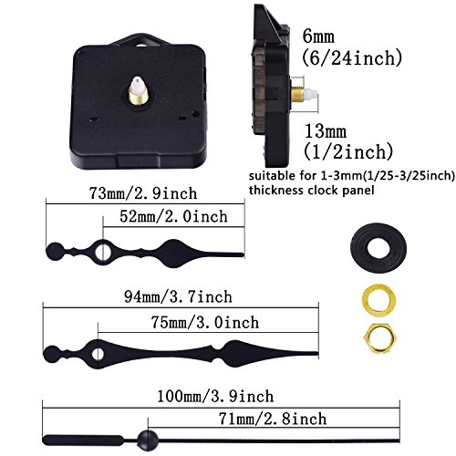 Mecanismo Maquinaria de DIY Reloj, Agujas de Horario Minutero Segundero, Color Negro Mecanismo Maquinaria de DIY Reloj, Agujas de Horario Minutero Segundero, Color Negro