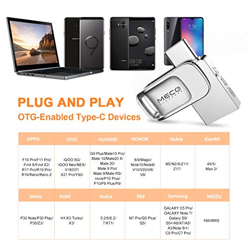 MECO ELEVERDE Pendrive 64 GB USB 3.0 USB Tipo C OTG Memoria USB Memory Stick Flash Drive Interfaz USB 3.1& 3.0 con Llave Impermeable Compatible con Type C Smartphone/Tablet/Laptop, iPhone Except MECO ELEVERDE Pendrive 64 GB USB 3.0 USB Tipo C OTG Memoria USB Memory Stick Flash Drive Interfaz USB 3.1& 3.0 con Llave Impermeable Compatible con Type C Smartphone/Tablet/Laptop, iPhone Except