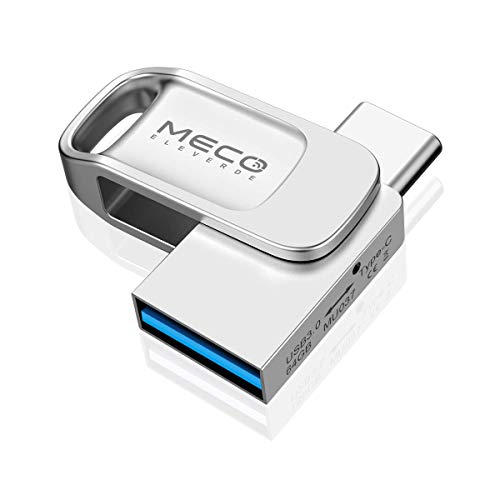 MECO ELEVERDE Pendrive 64 GB USB 3.0 USB Tipo C OTG Memoria USB Memory Stick Flash Drive Interfaz USB 3.1& 3.0 con Llave Impermeable Compatible con Type C Smartphone/Tablet/Laptop, iPhone Except