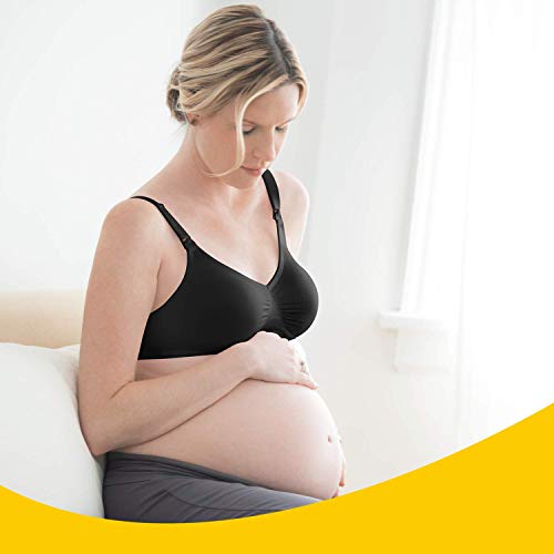 Medela Sujetador para embarazo y lactancia Comfy, M, Negro. Se adapta al cuerpo cambiante de la mamá durante toda la maternidad. Sin costuras y con clip para un mayor contacto piel con piel