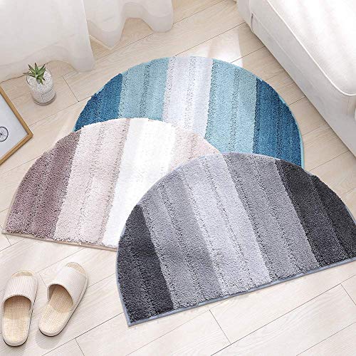 Media Luna Entrada Felpudo, Suave Absorbente Baño Tapete Antideslizante Semi Círculo Felpudo Alfombrilla Delantero Felpudo Alfombra Alfombra Ducha Alfombra para Interior Exterior - Gris, free size