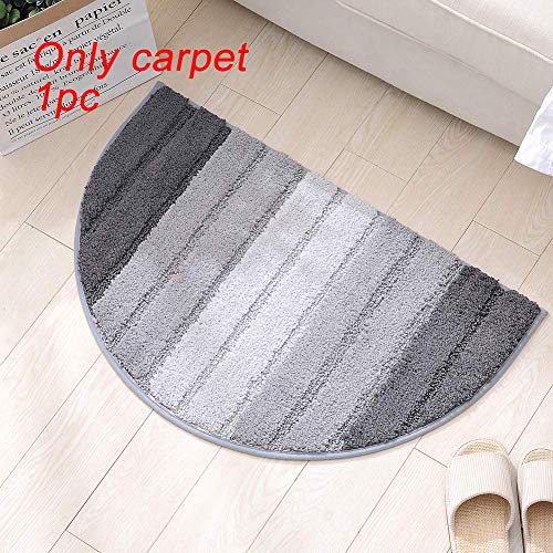 Media Luna Entrada Felpudo, Suave Absorbente Baño Tapete Antideslizante Semi Círculo Felpudo Alfombrilla Delantero Felpudo Alfombra Alfombra Ducha Alfombra para Interior Exterior - Gris, free size