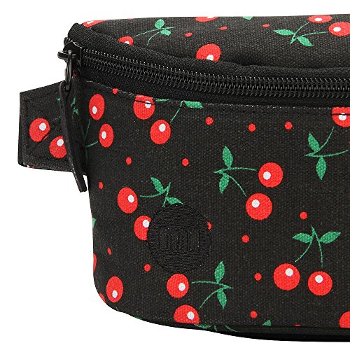 Mediados de Pac delgada del bolso del vago bolsa de plátano Deporte, 22 cm, Negro (Negro cerezas)