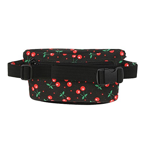 Mediados de Pac delgada del bolso del vago bolsa de plátano Deporte, 22 cm, Negro (Negro cerezas)