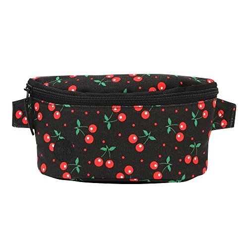 Mediados de Pac delgada del bolso del vago bolsa de plátano Deporte, 22 cm, Negro (Negro cerezas)