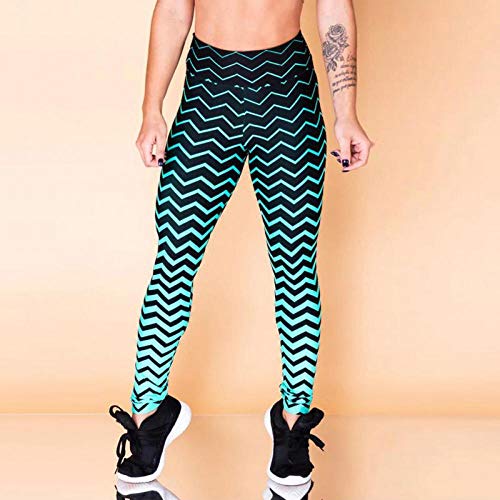 Medias de Mujer Leggings y Medias Deportivas para Mujer Pantalones de Yoga de Cintura Alta con Estampado Culturismo Glúteos Deportes Pantalones de Spandex Pantalones de Cadera Raya Gradiente Blanco S