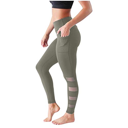 Medias de Yoga con Control Abdominal Sexis para Mujer, Bolsillos, Pantalones de Barras paralelas de Malla de Color sólido de Secado rápido, Pantalones Anti-Yoga, Cintura Alta
