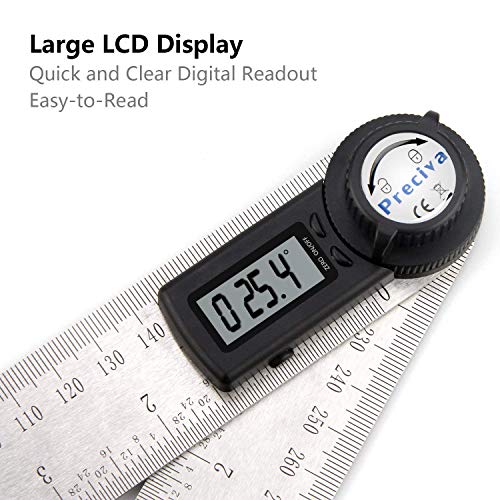 Medidor de angulos digital, Preciva medidor angulos,medición de 0-400 mm y 000.0 °-999.9 °