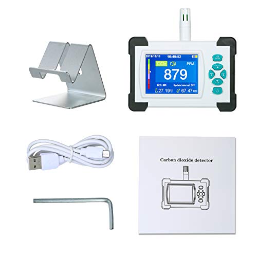Medidor de co2,Kecheer Detector de dióxido de carbono,Co2 detector analizador de gases co2 con termómetro y higrómetr,Detector de calidad del aire Medidor de co2,Kecheer Detector de dióxido de carbono,Co2 detector analizador de gases co2 con termómetro y higrómetr,Detector de calidad del aire