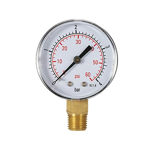 Medidor de Presion de agua Calibrador de presión de piscina 60PSI 1/4"NPT Montaje inferior, rosca de tubería en pulgadas Escala mecánica Manómetro de presión Medidor de presión de agua y gas Medidor de Presion de agua Calibrador de presión de piscina 60PSI 1/4"NPT Montaje inferior, rosca de tubería en pulgadas Escala mecánica Manómetro de presión Medidor de presión de agua y gas