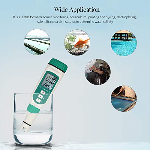 Medidor de Salinidad del Agua y Termometro para piscina digital,tester Sal Contenido,Temperatura,Salinómetro Detector con luz de fondo Medidor de Salinidad del Agua y Termometro para piscina digital,tester Sal Contenido,Temperatura,Salinómetro Detector con luz de fondo