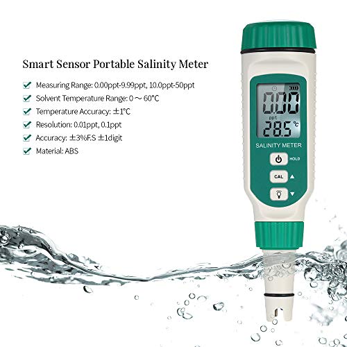 Medidor de Salinidad del Agua y Termometro para piscina digital,tester Sal Contenido,Temperatura,Salinómetro Detector con luz de fondo