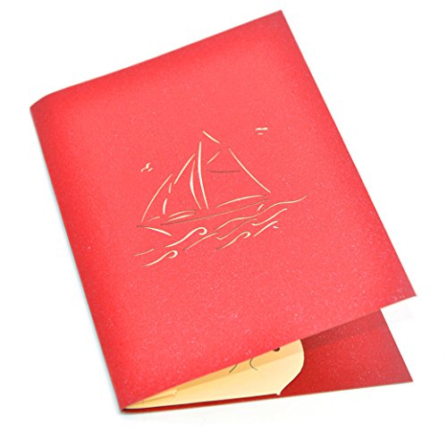 Medigy Tarjetas de felicitación 3D desplegables tarjetas de visita tarjetas en blanco para la mayoría de las ocasiones (delfines juegan en la estela de los barcos)