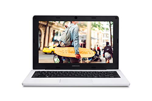 MEDION Notebook Education E11201 - Ordenador portátil de 11,6" HD (Intel Celeron N3450, 4GB de RAM, 64GB eMMC, Intel HD Graphics, Windows 10 Pro Academic) Color Blanco - Teclado Qwerty Español